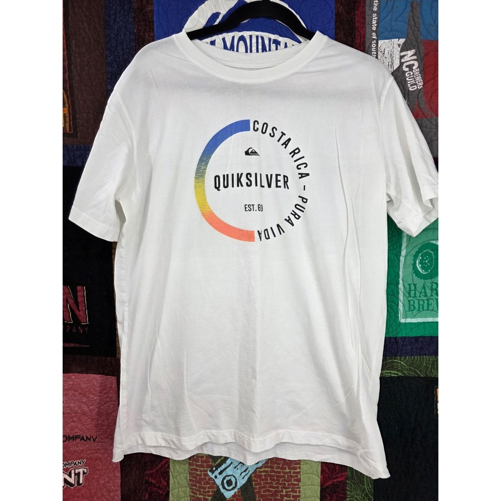 Quiksilver Mens Costa Rica Pura Vida Graphic T-Shirt White Large Classic Fit